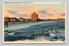 Postcard Ventnor Pier Atlantic City New Jersey NJ, Vintage Linen B12 picture