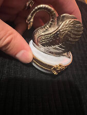 Fabergé ~ Limoges Made in France by Hand (Peint Main) Swan Round Box picture