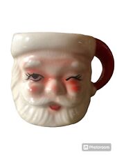 Vintage Ceramic Santa Claus Face Christmas Mug Cup Made In Japan picture
