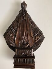 ANTIQUE WOOD CARVED PRIMITIVE VIRGIN MARY SCULPTURE MADONNA LADY OF FATIMA SANTO picture
