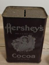 Vintage Hershey Cocoa Tin Bank 1981 w/Hot Cocoa Recipe Primitive FOR TRACEY ONLY picture
