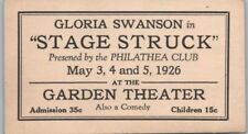 Gloria Swanson in Star Struck by Philathea Club at Garden Theater 1926 3.75x2 picture