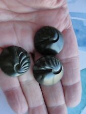 Vintage Buttons Dk Forest Green  Art Deco Style Made in England 7/8