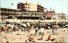 Postcard Cape May Ocean Beach Bathing Suits Umbrella Hotels New Jersey B30 picture