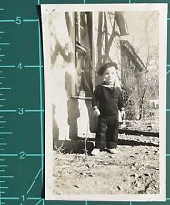 Vintage Photo Black White Snapshot Cute Young Boy In His Sailer Outfit picture