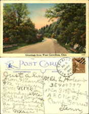 Greetings from West Carrollton Ohio OH handstamped 1942 vintage postcard picture