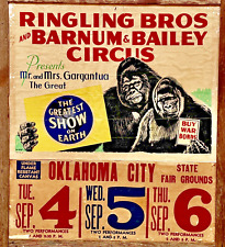 1949 Ringling Bros Barnum Bailey Circus Oklahoma Fair Lithograph Art Poster Vtg picture