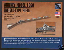 WHITNEY MODEL 1860 ENFIELD-TYPE RIFLE Gun Atlas Classic Firearms PHOTO CARD picture