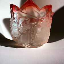 Vtg Mikasa Glass Red to Clear Tulip Christmas Tealight Candle Holder Bowl picture