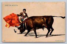 Pase De Muleta VINTAGE Postcard Matador With Bull picture