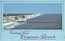 Vintage Postcard GREETING VIRGINIA BEACH Fishing Pier 1987 Hampton Roads J Blank picture