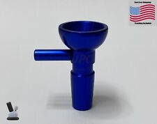 14mm Male Shatterproof Bowl Tobacco Water Pipe Rounded Blue Metal Hookah Piece picture