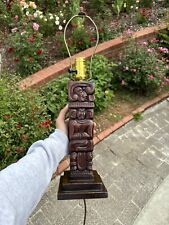 Vintage Wood Carved Totem Pole Honduras Lamp Tiki  picture