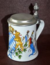 Vtg. KUHR SANDIZELL Porcelain Bavarian Beer Mug, pure pewter lid, West Germany picture