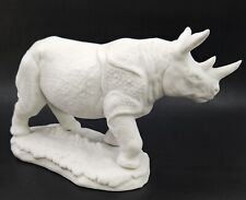 Vintage 1973 Aldon Accessories NYC White Bisque Rhinoceros Figurine. Pre-Owned.  picture