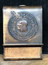 Rare Vintage Indian Motocycle Copper Match Book Holder Case Safe Motorcycle picture
