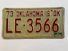 1974 Oklahoma License Plate Natural Sticker on dated 1973 base picture