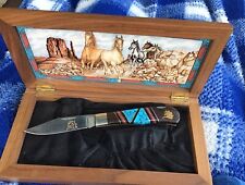 DAVID YELLOWHORSE LAND OF THE NAVAJO BEAUTIFUL  LOCK BACK HUNTER 1980s ONE OWNER picture