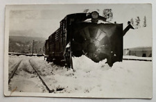 c 1900s RR RPPC Real Photo Postcard Railroad Snowplow snowstorm train tracks AZO picture