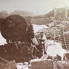 Antique 1915 Destroyed Train Bridge Battle Of Marne Stereoview Photo Card P1580 picture