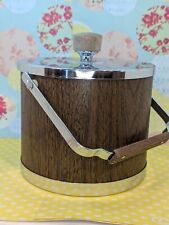 Vintage MCM Atapco Ice Bucket Wood And Chrome Look picture