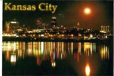 NEW 4x6 Unposted Postcard Kansas City State Missouri river skyline at night picture