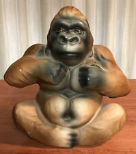 Vintage Brinn's Pittsburgh Awesome Gorilla Coin bank Ceramic Kong Zoo Ape A3 picture