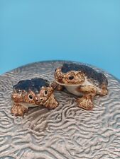 2 Realistic Glazed Stoneware Frog Figurines picture