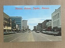 Postcard Topeka KS Kansas Avenue Shopping Montgomery Ward Old Cars Vintage PC picture