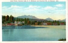 Postcard-Lake Flower, Saranac Lake NY McKenzie & Haystack Mts Posted 1940  1135 picture