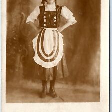 c1910s Chicago Cute Girl Pigtails RPPC Trad Costume Real Photo PC Calumet A171 picture