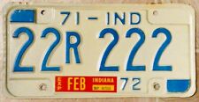 Indiana license plate - Good Repeating Number / Letter 2 2222 - 1971 / 1972 picture