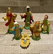 Vintage 1960’s Art Plastics Christmas Nativity Manger Figures Hong Kong 6 Pieces picture