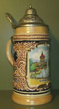 Vintage Gerz German Cities Themed Lidded Beer Stein Mug Hand Painted 6