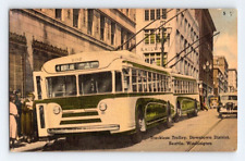 1940'S. SEATTLE, WASH. TRACKLESS TROLLEY. POSTCARD XZ23 picture