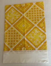 Vintage 1970s Pillowcase “Pacific Miracle” EUC Yellows, Eyelet Trim picture