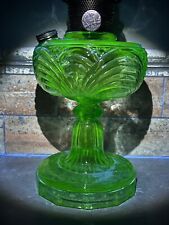 Aladdin Model B Green Crystal Bell Stem Washington Drape Oil Lamp Model B Burner picture