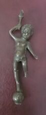 Vintage Solid Bronze Boy Standing on One Foot Balancing a Torch picture