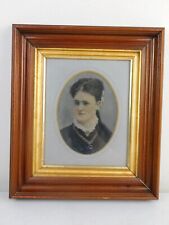 1890s Antique Victorian CARVED WALNUT DEEP WELL PICTURE FRAME Colorized Photo VG picture