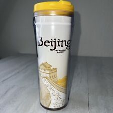 12 Oz 2008 Starbucks Beijing Cold Travel Cup Tumbler Plastic 8” Used Flaw picture
