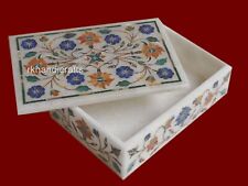 6 x 4 Inches Natural Gemstones Inlay Work Jewelry Box Marble Dressing Table Box picture