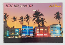 Twilight Sets in the Art Deco district of Miami Beach Postcard Posted 2004 picture