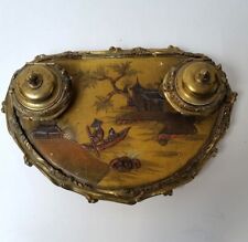 Antique French Chinoiserie Gilt Bronze Inkwel picture
