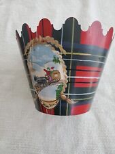 Two's Company Jane Keltner Designs - Toleware Metal Planter - Red Black Plaid picture