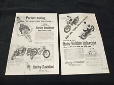 2 Vintage 1958 1959 HARLEY DAVIDSON MOTORCYCLE ADS LITERATURE print ads picture