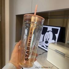 2021 Starbucks China Tumbler Pink Grey Diamond 20 oz double glass sippy cup picture