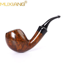 Handmade Briar Pipe Acrylic Bent Stem Tobacco Smoking Pipe Freehand Smooth Pipe picture