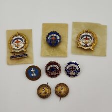 8pc Lot Vtg Little’s Cross and Crown Attendance System Badge Pin Award Christian picture