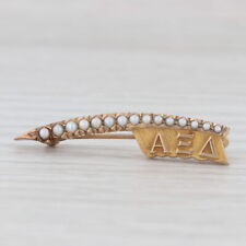 Alpha Xi Delta Quill Pin 10k Gold Pearl Vintage Greek Sorority Badge picture