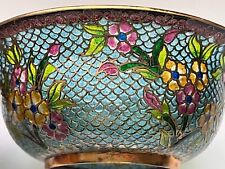Vtg Pair of Chinese Plique a Jour Transparent Cloisonne Floral Decorative Bowls picture